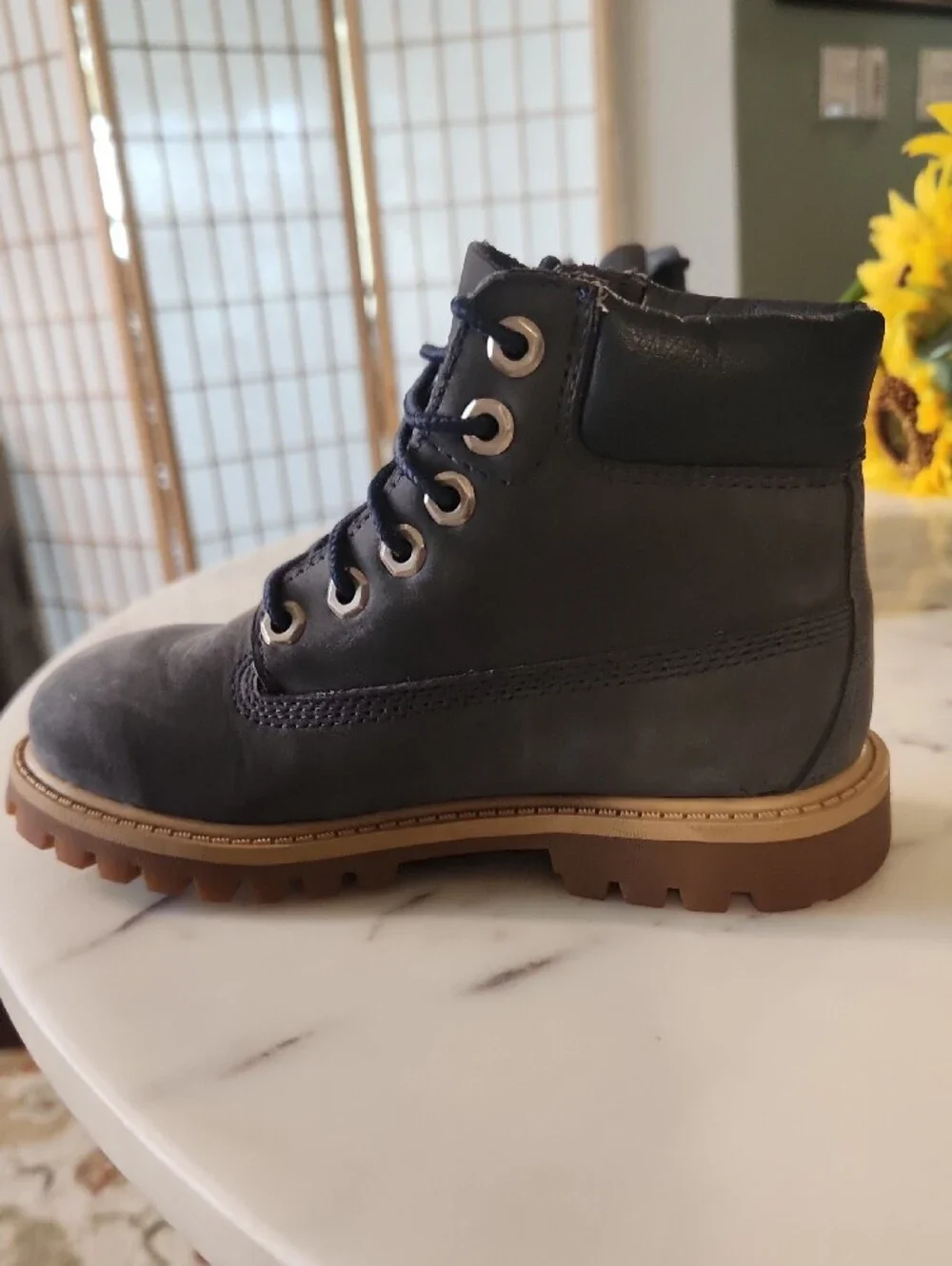 Timberland Blue Suede Work Boots with Tan Lug Sole Sz11 Toddler